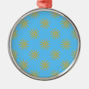 3D Yellow Sun Drawing Pattern Metal Tree Decoration