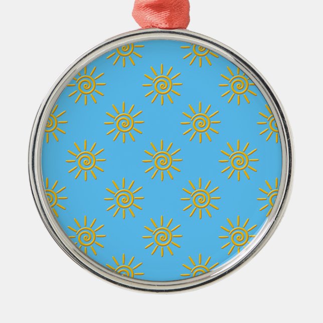 3D Yellow Sun Drawing Pattern Metal Tree Decoration (Front)