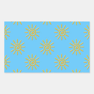 3D Yellow Sun Drawing Pattern Rectangular Sticker