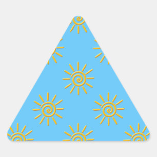 3D Yellow Sun Drawing Pattern Triangle Sticker
