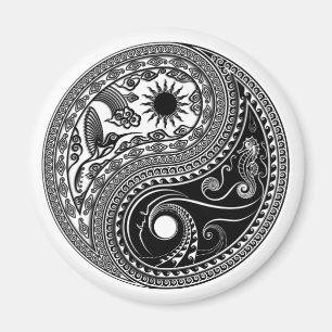 3D Yin & Yang Sun & Moon Sky & Sea - Magnet