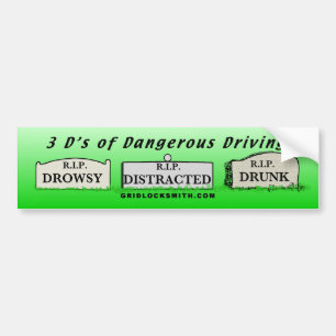 3D's of Dangerous Driving Bumper Sticker