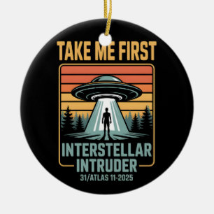 3I Atlas Glitch Style Sci Fi Retro Space Funny Ceramic Tree Decoration