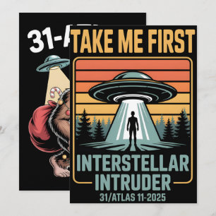 3I Atlas Glitch Style Sci Fi Retro Space Funny Holiday Card