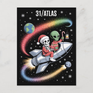 3I Atlas Glitch Style Sci Fi Retro Space Funny Holiday Postcard