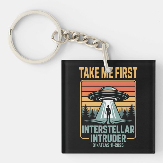 3I Atlas Glitch Style Sci Fi Retro Space Funny  Key Ring (Front)