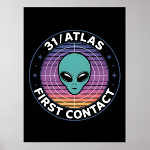 3I Atlas Glitch Style Sci Fi Retro Space Funny Poster