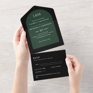 3in1 Bold Typography Minimal Simple Wedding RSVP All In One Invitation