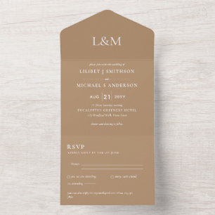 3in1 Latte Coffee Brown Text Only Wedding Invite