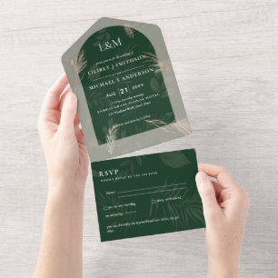 3in1 Minimalist Pampas Grass TYPOGRAPHY Wedding All In One Invitation
