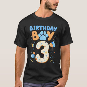 3nd Birthday Boy Blue Dog Theme Party two Cool 3 Y T-Shirt