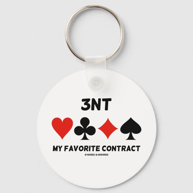 3NT My Favourite Contract (Four Card Suits Bridge) Key Ring (Front)