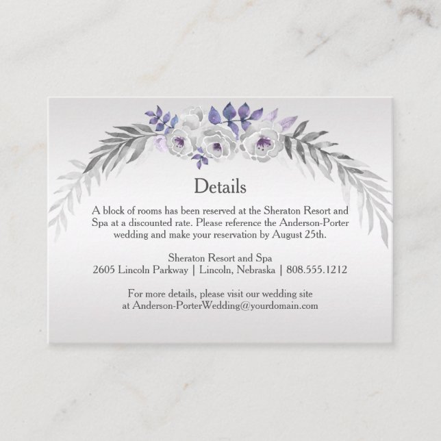#3Purple Silver Grey Floral Detail Enclosure Cards (Front)