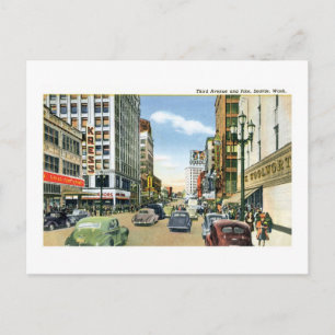3rd and Pike, Seattle, Washington Postcard