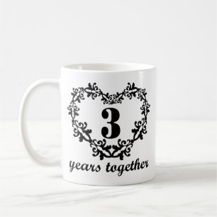 3rd Anniversary 3 Years Together Heart Gift Mug