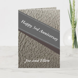 3rd Anniversary, Faux Leather Anniversary  Card