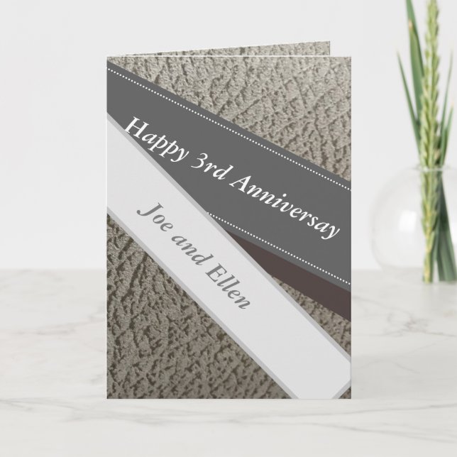 3rd Anniversary, Faux Leather Anniversary  Card (Front)