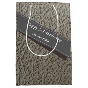 3rd Anniversary, Faux Leather  Medium Gift Bag