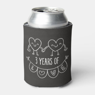 3rd Anniversary Gift Chalk Hearts Can Cooler