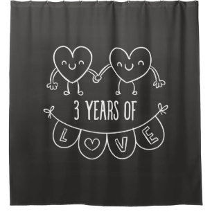 3rd Anniversary Gift Chalk Hearts Shower Curtain