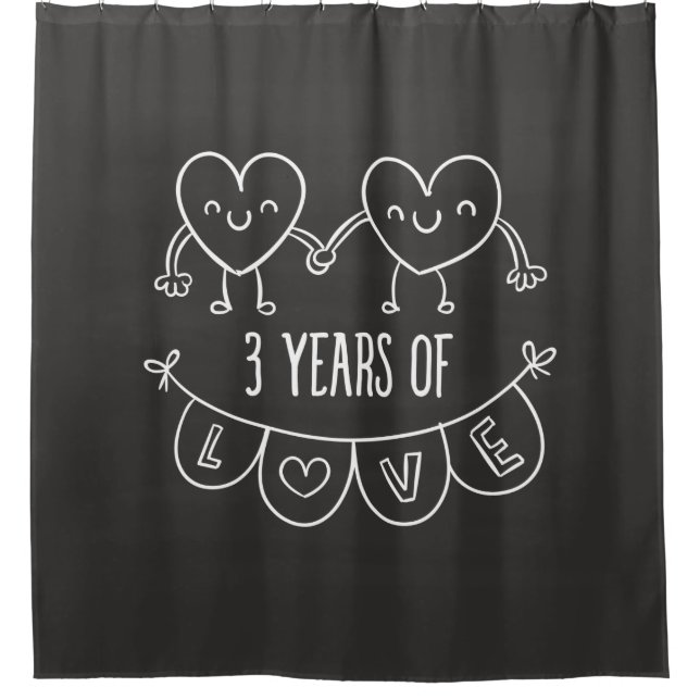 3rd Anniversary Gift Chalk Hearts Shower Curtain (Front)