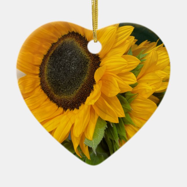 3rd Anniversary Sunflower Ceramic Tree Decoration (Front)