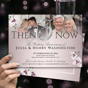 3rd Anniversary Then And Now White Orchid Invitation