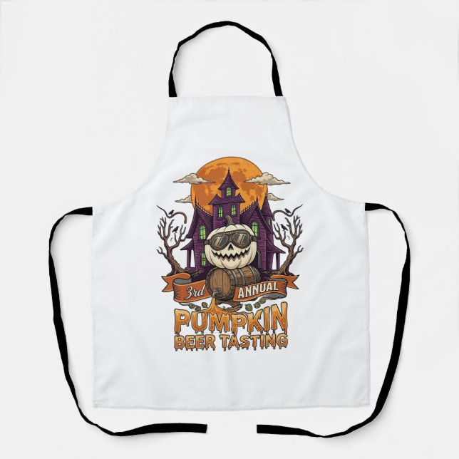 3rd Annual Pumpkin Beer Tasting Halloween Haunted  Apron (Front)