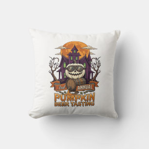 3rd Annual Pumpkin Beer Tasting Halloween Haunted Cushion