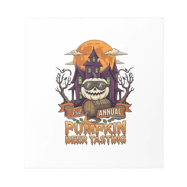 3rd Annual Pumpkin Beer Tasting Halloween Haunted  Notepad (Front)