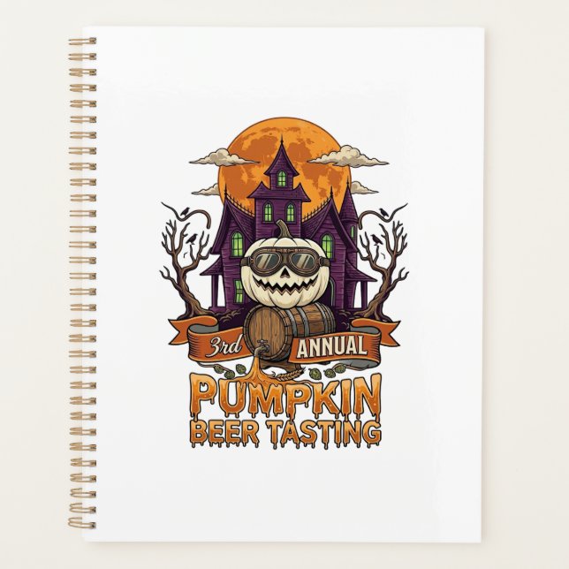 3rd Annual Pumpkin Beer Tasting Halloween Haunted  Planner (Front)