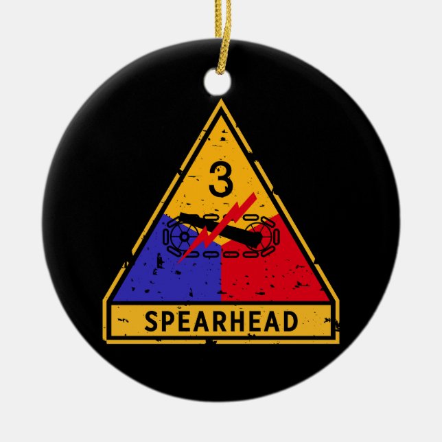 3rd Armoured Division - US Military "Grunge" Ceramic Tree Decoration (Front)