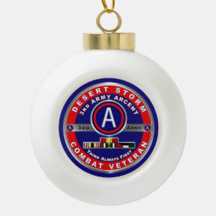 3rd Army ARCENT Desert Storm Veteran  Ceramic Ball Christmas Ornament