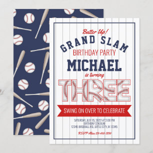 3rd Baseball Birthday Invitation