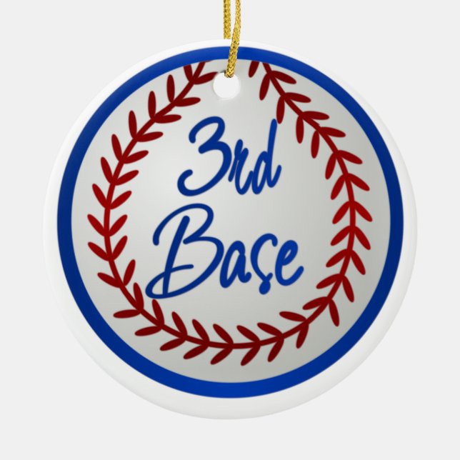 3rd Baseman and Baseball Ceramic Tree Decoration (Front)