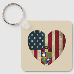 3rd Battalion 75th Ranger Reg American Heart Flag Key Ring