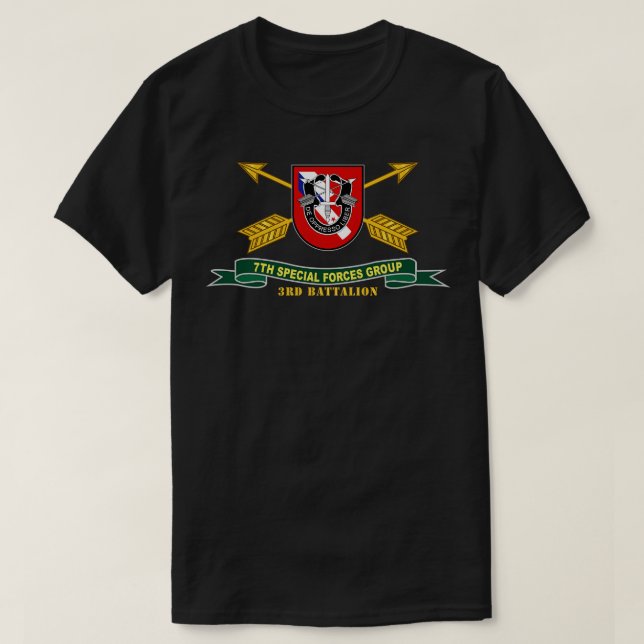 3rd Battalion 7th Special s Group Flash w Br Ribbo T-Shirt (Design Front)