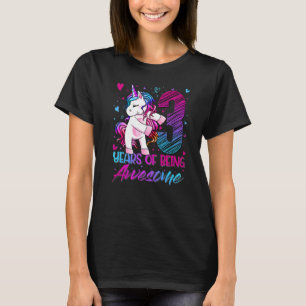3rd Birthday  3 Year Old Girl Flossing Unicorn Par T-Shirt