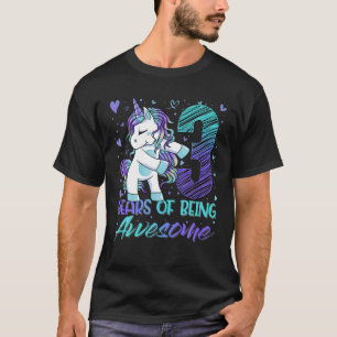 3Rd Birthday 3 Year Old Girl Flossing Unicorn Part T-Shirt