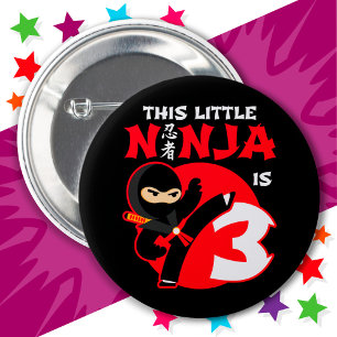 3rd Birthday 3 Year Old Kids Party Little Ninja 3 6 Cm Round Badge