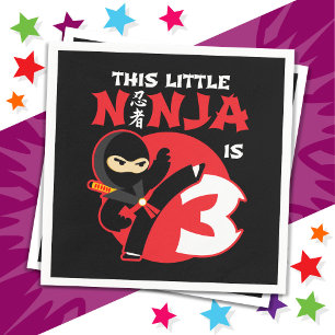 3rd Birthday 3 Year Old Kids Party Little Ninja 3 Napkin