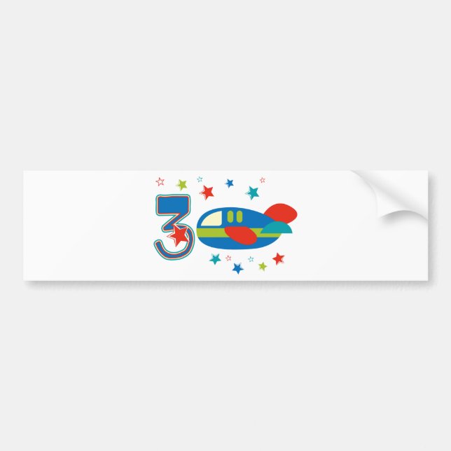3rd Birthday Aeroplane Bumper Sticker (Front)