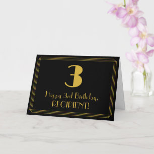 3rd Birthday: Art Deco Inspired Look "3" + Name Card