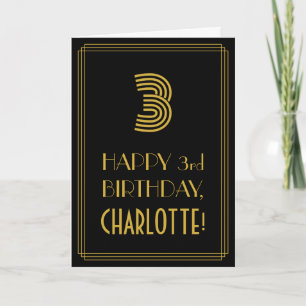 3rd Birthday: Art Deco Inspired Look "3" & Name Card