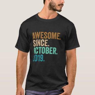 3rd Birthday Awesome Since October 2019 3 Years O T-Shirt