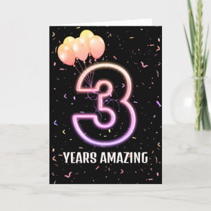 3rd Birthday Balloons and Confetti Card