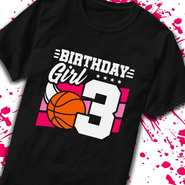 3rd Birthday Basketball Birthday 3 Year Old Girl T-Shirt (Creator Uploaded)