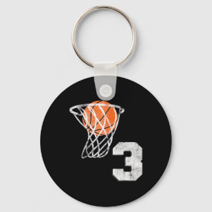 3rd Birthday Basketball Three 3 Years Old Boys Kid Key Ring