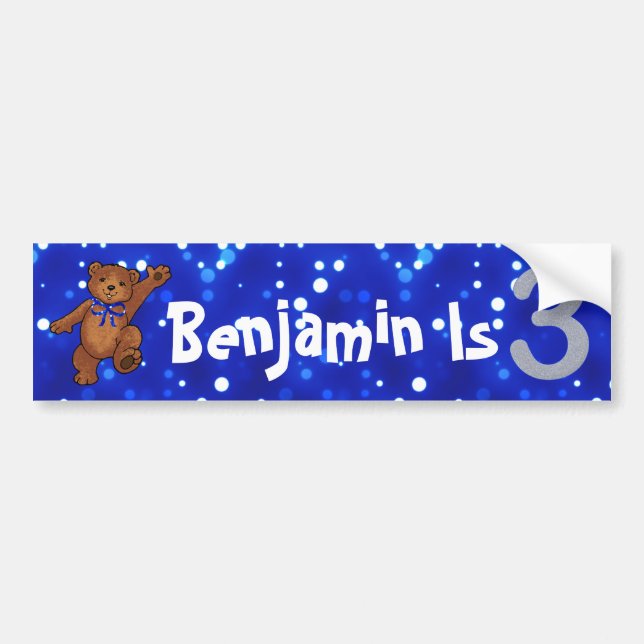 3rd Birthday Bear Bumper Sticker (Front)