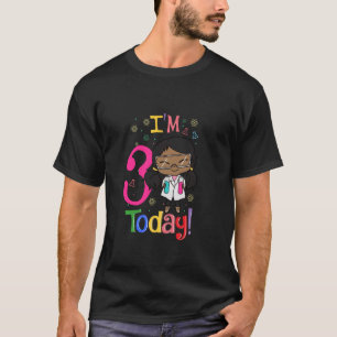 3rd Birthday Black Girl Science Scientist Stem Kid T-Shirt